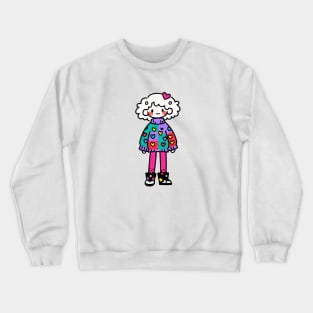 Sweet girl in  sweater with heart shape pattern Crewneck Sweatshirt